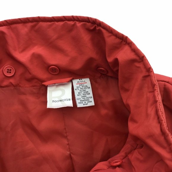 Roaman's Vintage 4X Plus Size Orange Puffer Down Winter Coat - Picture 5 of 6